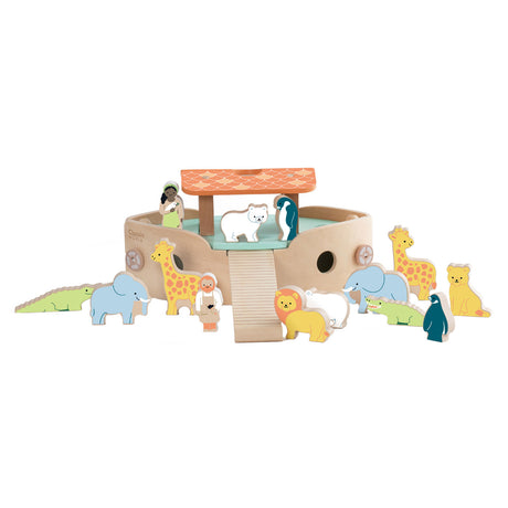 Juego de construcción de barcos Arca de Noé de madera del mundo clásico con animales, 16 piezas.