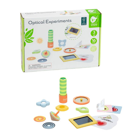 Lobbes Toys BV Classic World Optical Experiments Juego de madera, 16 piezas.