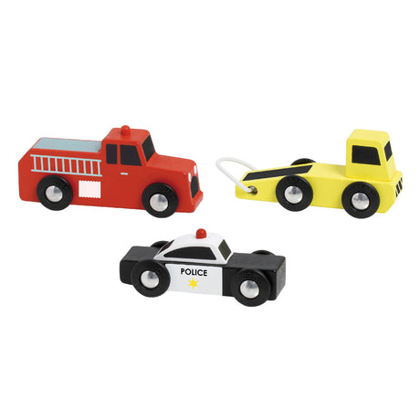 Juego de coches de emergencia de madera Classic World, 3 piezas.