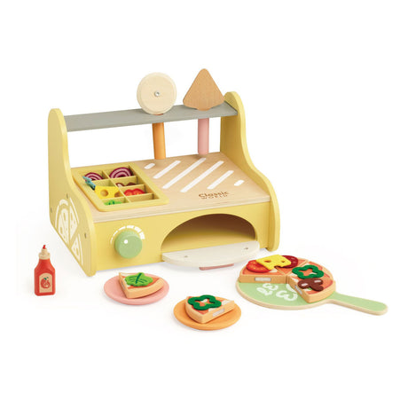 Juego de horno de pizza de madera Classic World, 7 piezas.