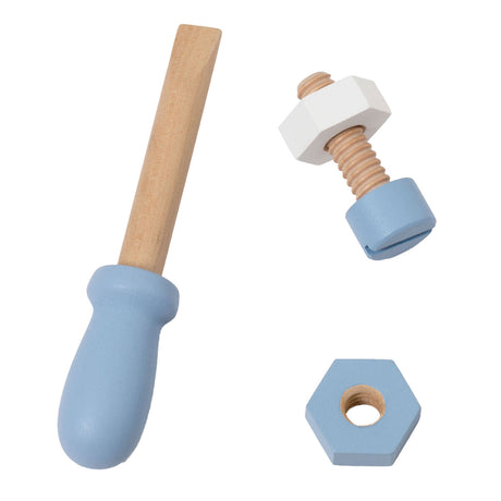 Juguetes de cinturón de herramientas de madera del mundo clásico para niños 10 piezas.