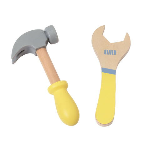 Juguetes de cinturón de herramientas de madera del mundo clásico para niños 10 piezas.