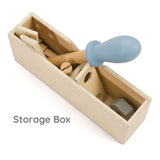 Caja de herramientas de madera del mundo clásico moderno - juego de juguetes 27 piezas.