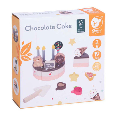 Pastel de chocolate de madera del mundo clásico.