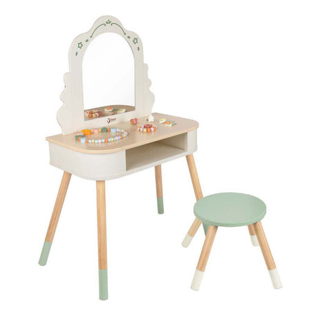 Tocador de madera con taburete Classic World, accesorios incluidos