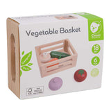 Cajón de madera del mundo clásico con verduras.
