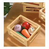 Cajón de madera del mundo clásico con verduras.