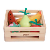 Cajón de madera del mundo clásico con fruta.