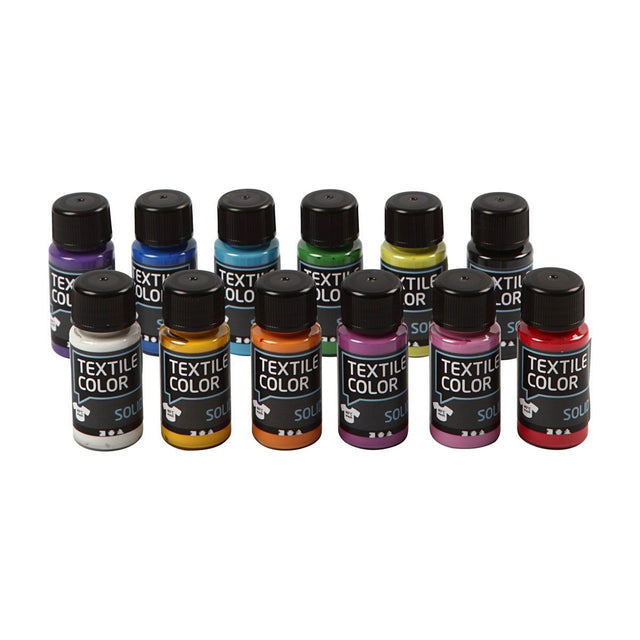 Pintura textil opaca Creativ company - juego de 12 colores, 50 ml