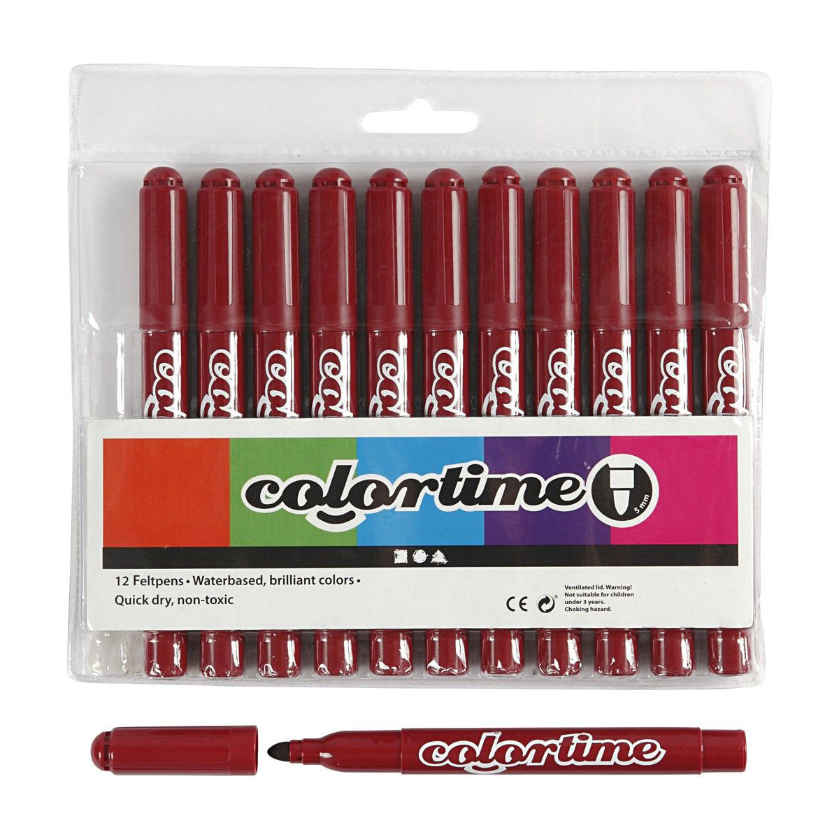 Marcadores jumbo rojo vino Creativ Company, 12 uds.