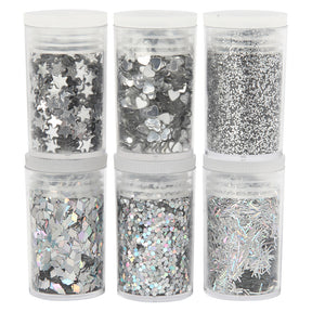 Creativ Company Glitter and Sequins Silver, 6x5gr