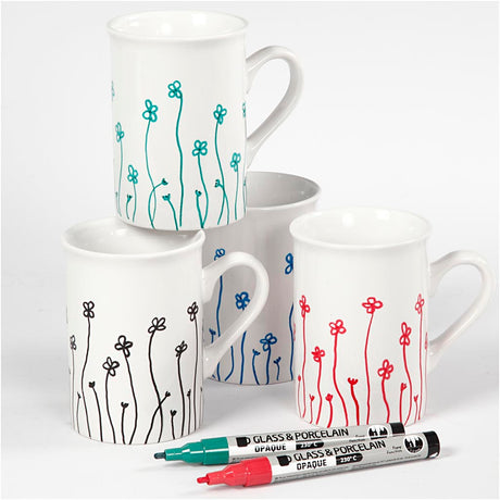 Empresa creativa https: www.cchobby.nl marcadores de vidrio-porcelana-espesor de línea-1-2-mm-semi-opaco-negro-azul-verde-rojo-4-piezas-1-caja