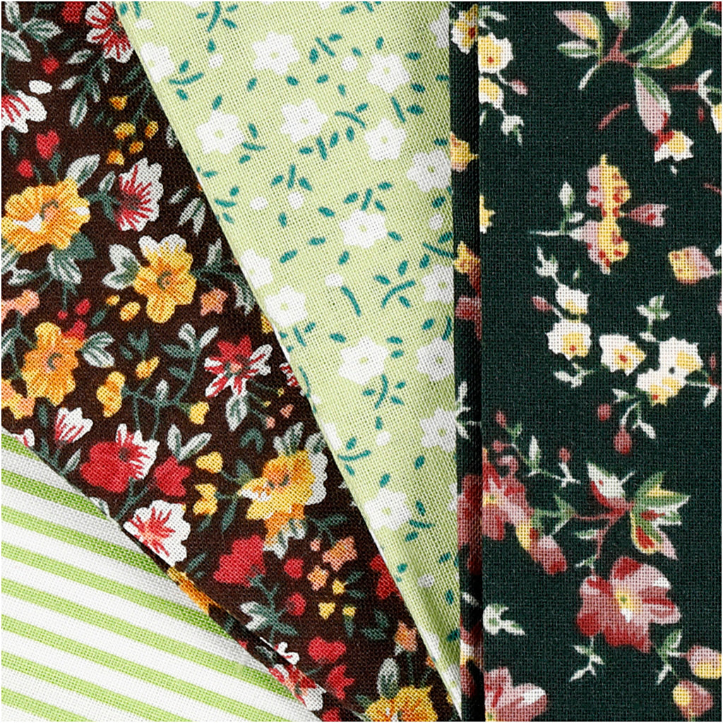 Creativ company tela patchwork verde 45x55cm, 4 uds.