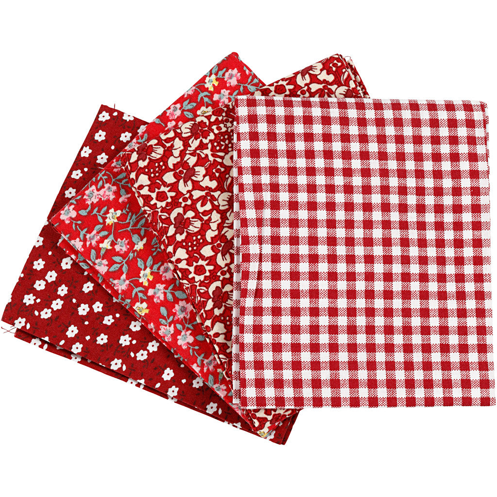 Creativ company tela patchwork rojo 45x55cm, 4 uds.