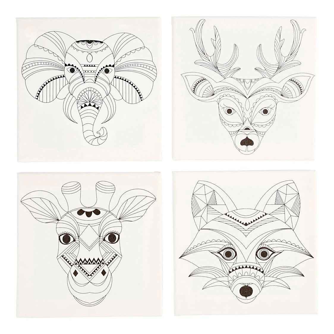 Creativ Company Canvas con estampado de animales, 4st.