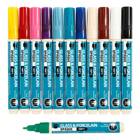Empresa creativa https: www.cchobby.nl marcador de vidrio y porcelana espesor de línea 2-4 mm opaco varios colores 12 piezas 1 caja