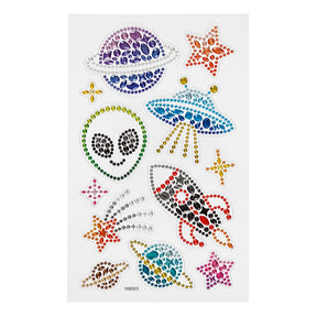 Creativ company pegatinas de diamantes - tema espacial - pegatinas autoadhesivas con purpurina - pegatinas artesanales de diamantes de imitación - pegatinas de decoración de lujo - pegatinas adhesivas de diamantes festivas - 10x16 cm - 1 hoja