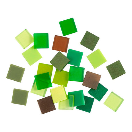 Creativ Company Mini Mosaic Green Glitter 10x10 mm, 25 gramos