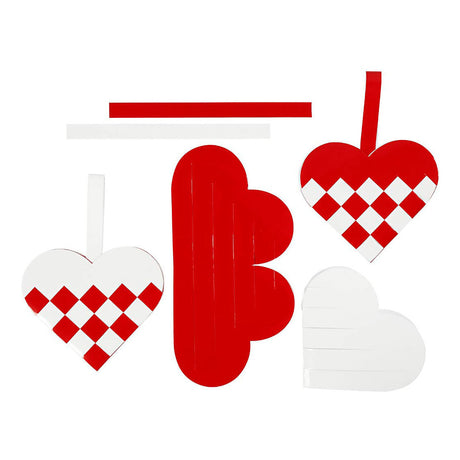 Creativ Company trenzó corazones rojos blanco, conjunto de 8