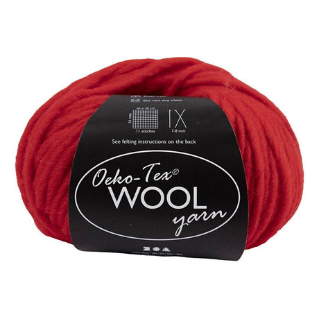 Hilo de lana de la empresa Creativ rojo - hilo de tejer 50 m para crochet y manualidades.