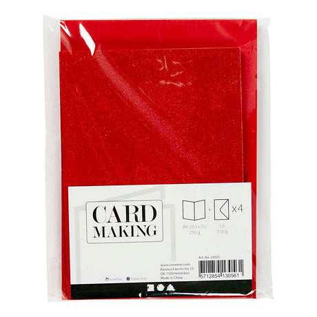 Tarjetas de empresa y sobres Creativ 10,5x15cm rojo brillante - 4 uds.