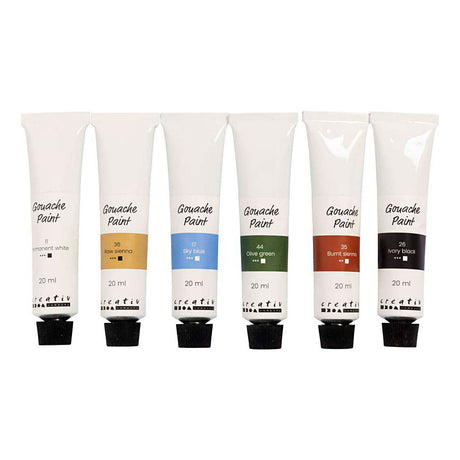 Pintura gouache de la empresa Creativ colores naturales - 6x20ml.