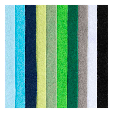 Creativ company hobby fieltro a4 espesor 2mm armonía azul y verde - 10 uds.