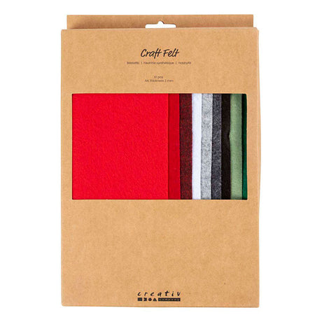 Creativ company hobby fieltro a4 espesor 2mm colores navideños - 10 uds.