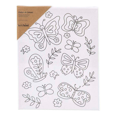Creativ empresa pintando lienzo con estampado de mariposas - 24x30cm