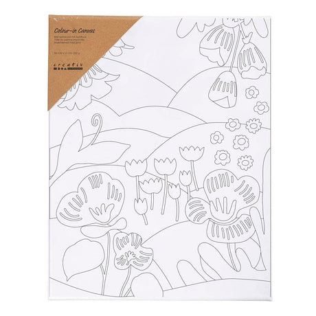 Lienzo para pintar de la empresa Creativ con estampado de paisaje floral - 24x30cm