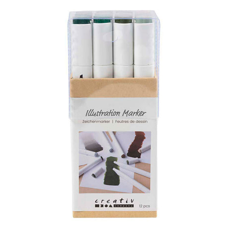 Creativ Company Rotulador de dibujo ancho de trazo 1+8 mm colores naturales - 12 uds.