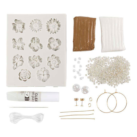 Empresa creativa https: www.cchobby.nl mini-hobbyset-jewelry-earrings-bracelet-and-necklace-with-flower-design-beige-light-beige-beige-1-box