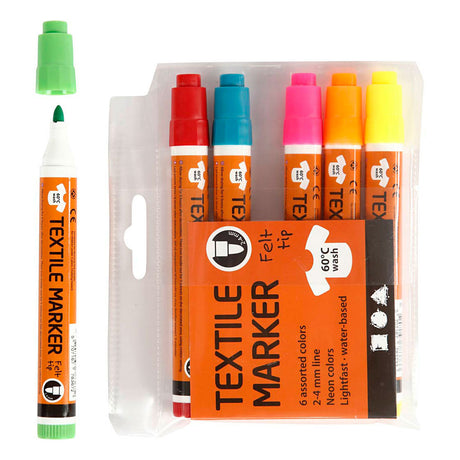 Empresa creativa https: www.cchobby.nl rotuladores textiles-grosor de línea-2-4-mm-colores-neón-6-piezas-1-caja