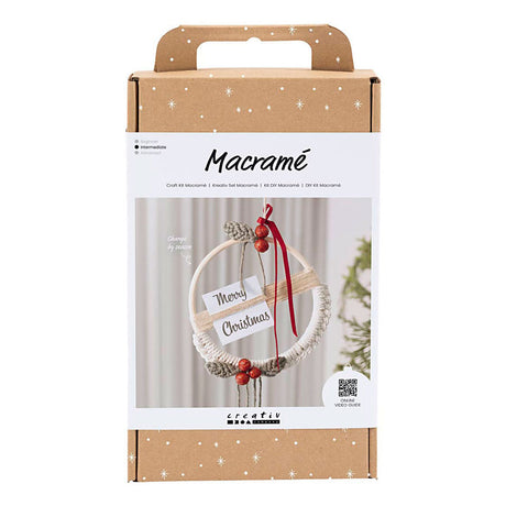 Empresa creativa https: www.cchobby.nl hobbyset-macrame-corona de navidad-verde musgo-rojo de navidad-blanquecino-1-doos