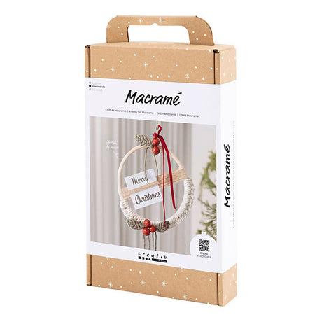 Empresa creativa https: www.cchobby.nl hobbyset-macrame-corona de navidad-verde musgo-rojo de navidad-blanquecino-1-doos
