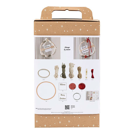 Empresa creativa https: www.cchobby.nl hobbyset-macrame-corona de navidad-verde musgo-rojo de navidad-blanquecino-1-doos