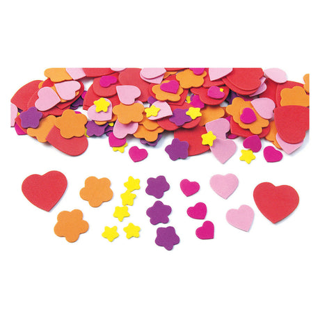 Coloraciones - espuma con formas de corazón y flores, 150ud.