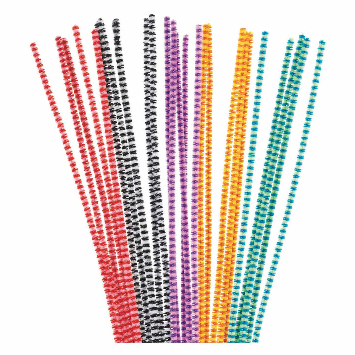 Coloraciones - alambre de chenilla rayado, 100 uds.