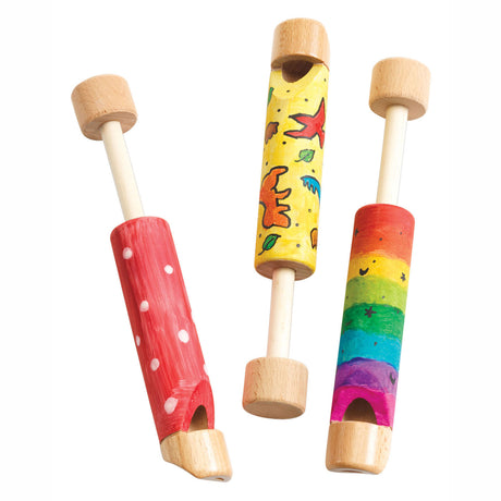 Los colores decoran tu propio silbato deslizante de madera, 12 piezas