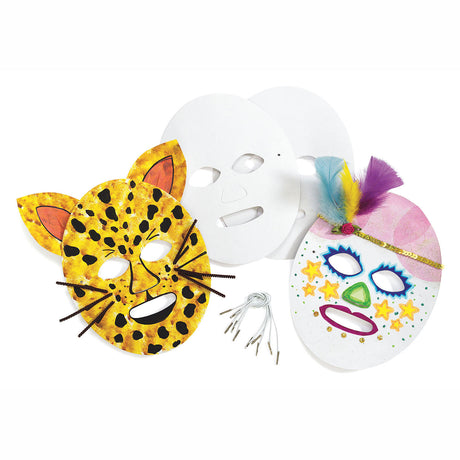 Coloraciones: haz y decora tus propias máscaras de cartón, juego de 24