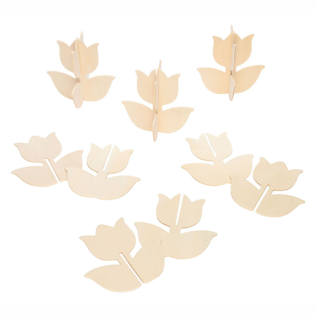 Coloraciones: haz y decora tu propio tulipán de madera, juego de 12