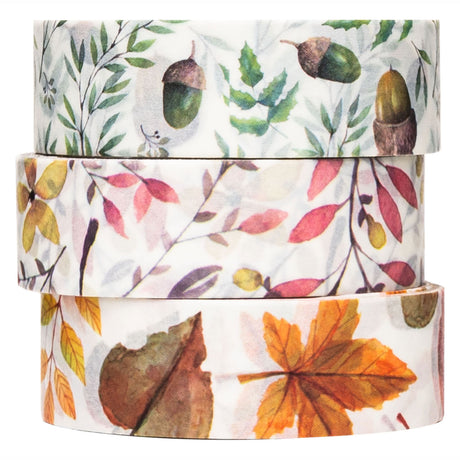 Coloraciones - washi tape herfstblaadjes 3 rollos, 5mtr.