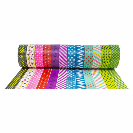Coloraciones - patrones de cinta washi, 12 x 975 cm.