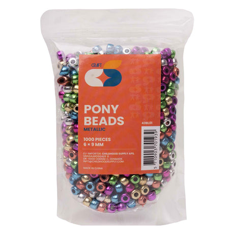 Coloraciones - cuentas pony metalizadas 6x9 mm, 1000ud.