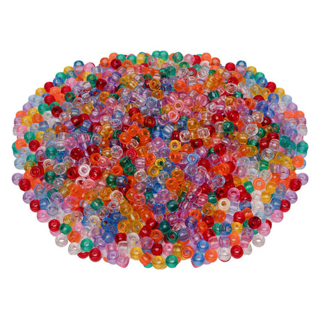 Coloraciones - cuentas pony transparentes 6x9 mm, 1000 uds.