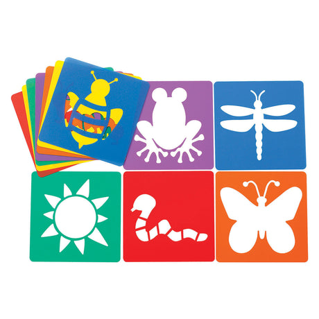 Juego de plantillas de jardín Colorations: formas artesanales de plástico reutilizables, 12 piezas.