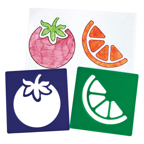 Coloraciones - plantillas de frutas reutilizables - 12uds.