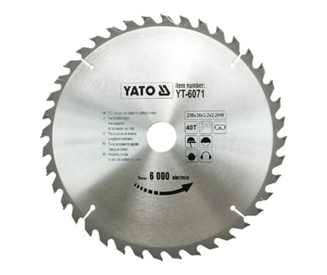 Hoja de sierra circular Yato ø250 mm - 40t - diámetro interior 30 mm