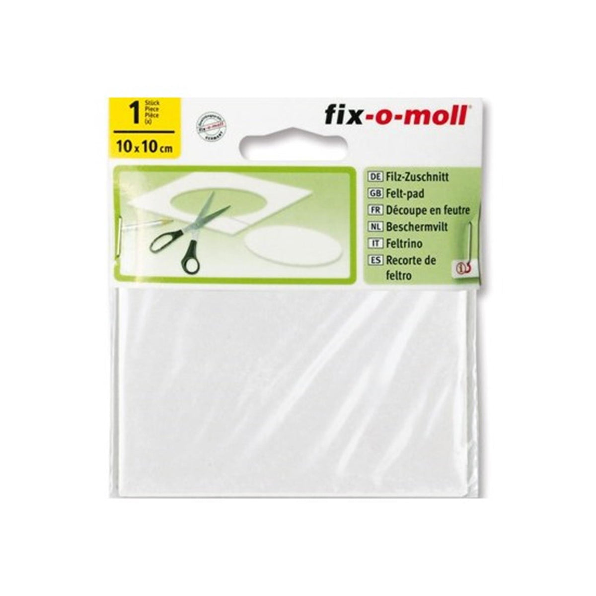 Deslizador de fieltro fix-o-moll 10x10cm blanco