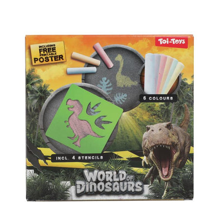 Toi-toys world of dinosaurios tiza para acera dinosaurio con plantillas, 10 piezas.